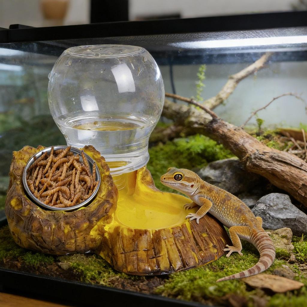 Automatic Reptile Water Dish Feeding Reusable Container Creative Feeder Station Ornament Drinking Tool For Snakes Tortoise