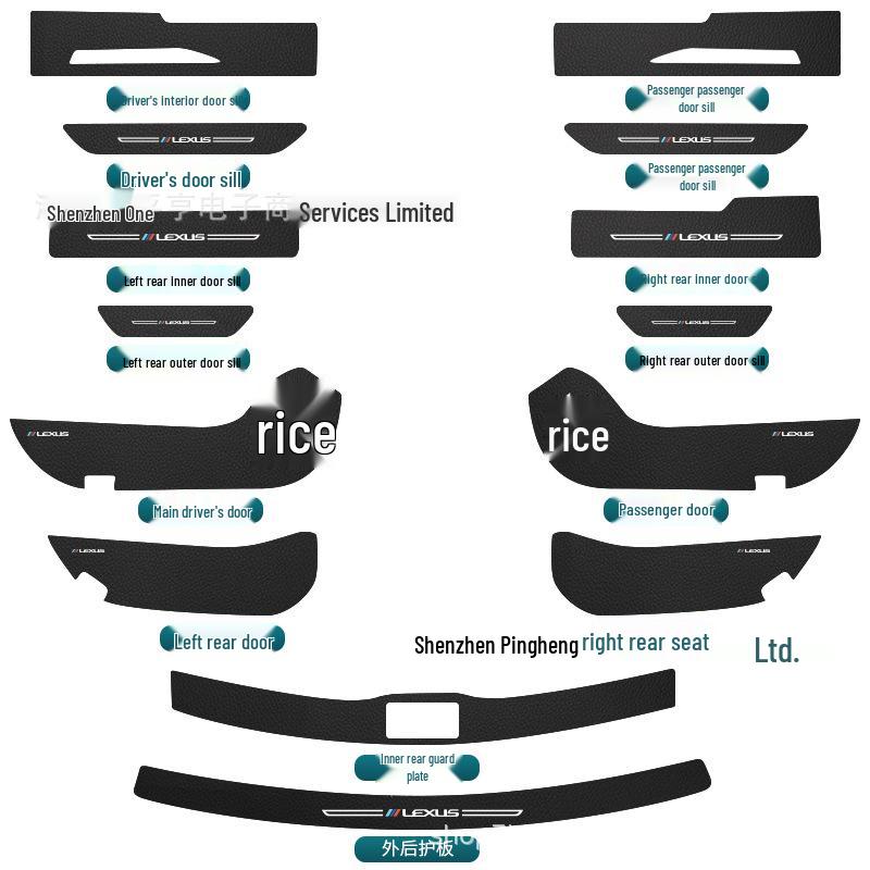 RX Carbon Fiber Leather Car Door Anti-Kick and Anti-Scratch Protective Sill Sticker