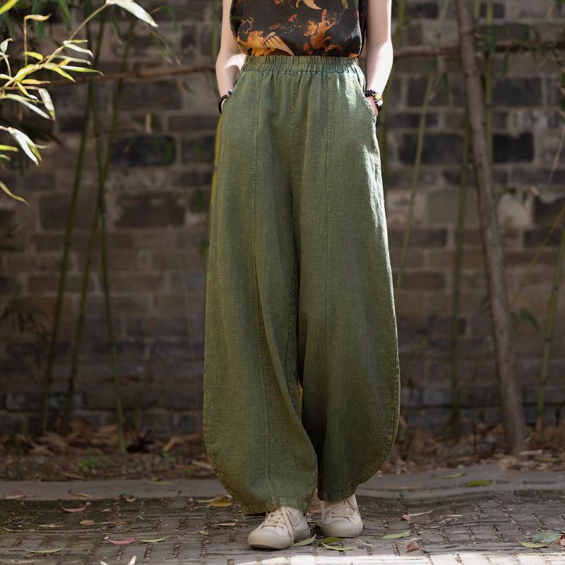 Women s New Arrival Spring Cotton Linen Casual Zen Meditation Pants One Size