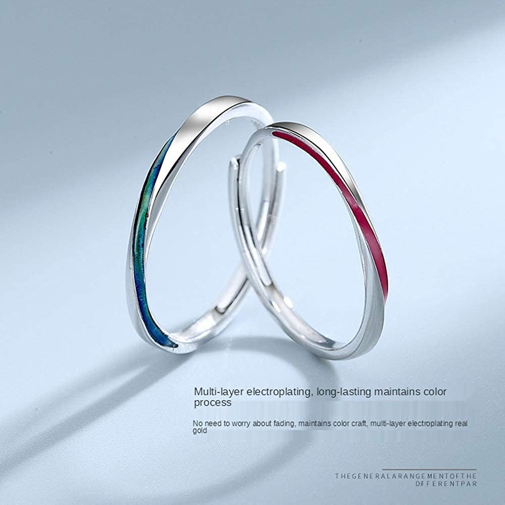 Og gratis 925 sølvfarge par giftering gratis størrelse motetilbehør [Rockyu] ring, herre damestørrelse, ring, stilig, slank, mobilus,