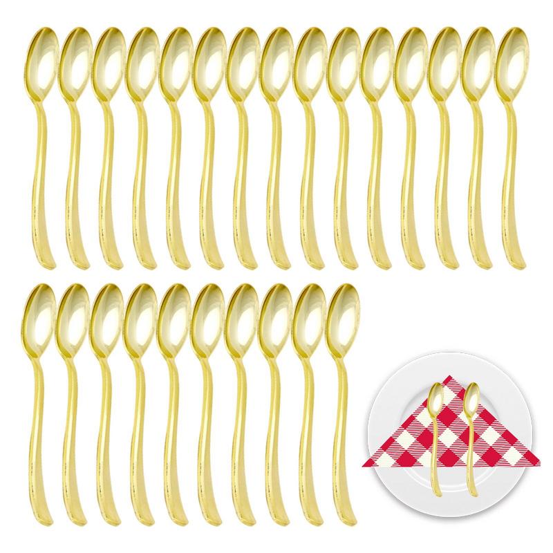 25-teiliges Party-Tischgeschirr-Set Goldenes Besteck Tischgeschirr für das Abendessen Verschleißfestes Geschirr mit komfortablem Griff für Hochzeitspicknick