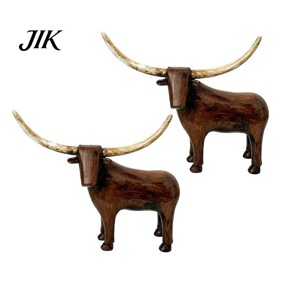Vintage Aesthetic Home Accessories Longhorn Bull Sculpture, Rustic Farmhouse Animal Figurine, Western Style Pastoral Shelf Display Decorative
