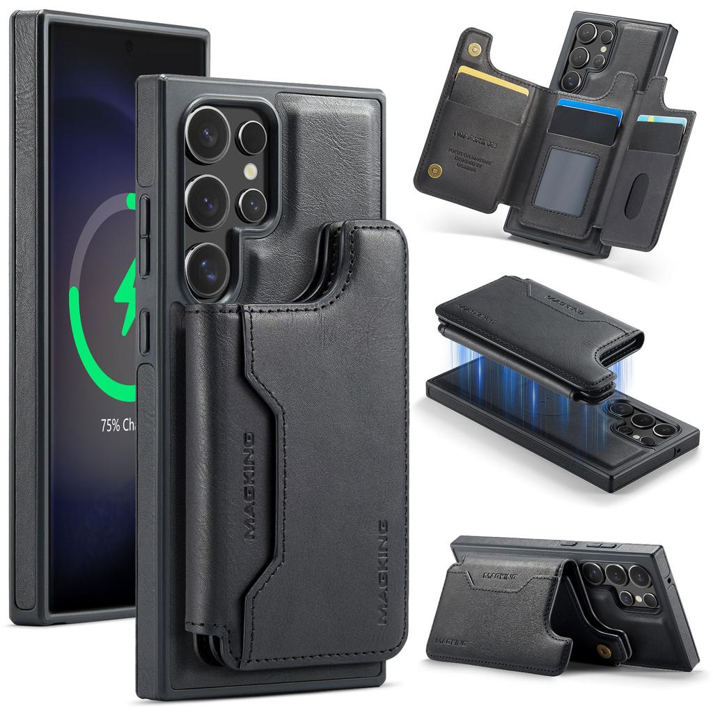MAGKING K3 Series For Samsung Galaxy S23 Ultra Case Compatible with MagSafe Wallet PC+TPU+PU Phone Cover
