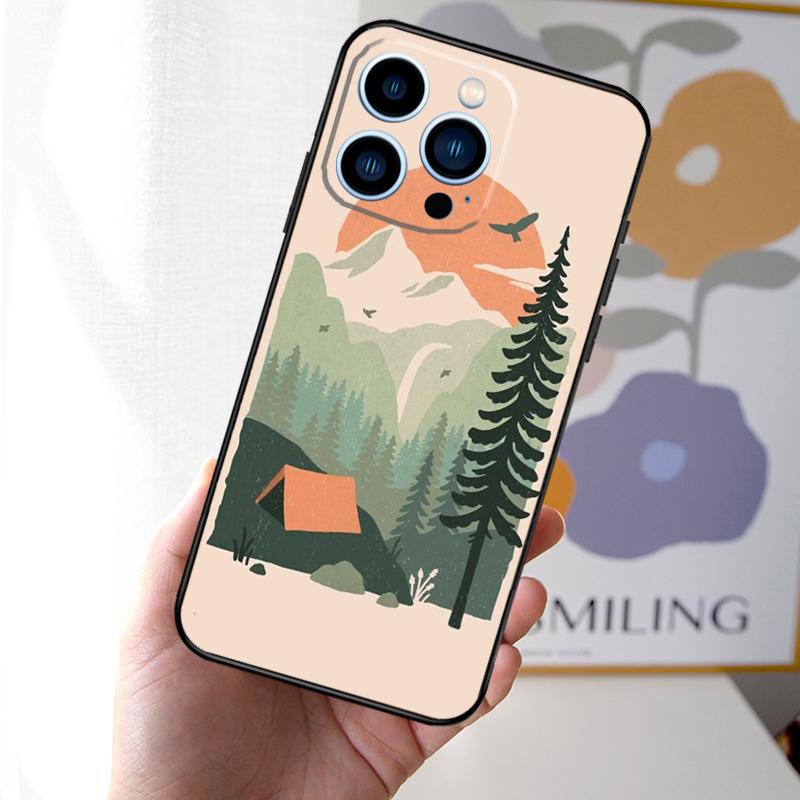 Nature Camping Art Phone Case For iPhone 13 12 11 Pro Max 13 Mini X XR XS Max 7 8 Plus SE 2020 Back Cover