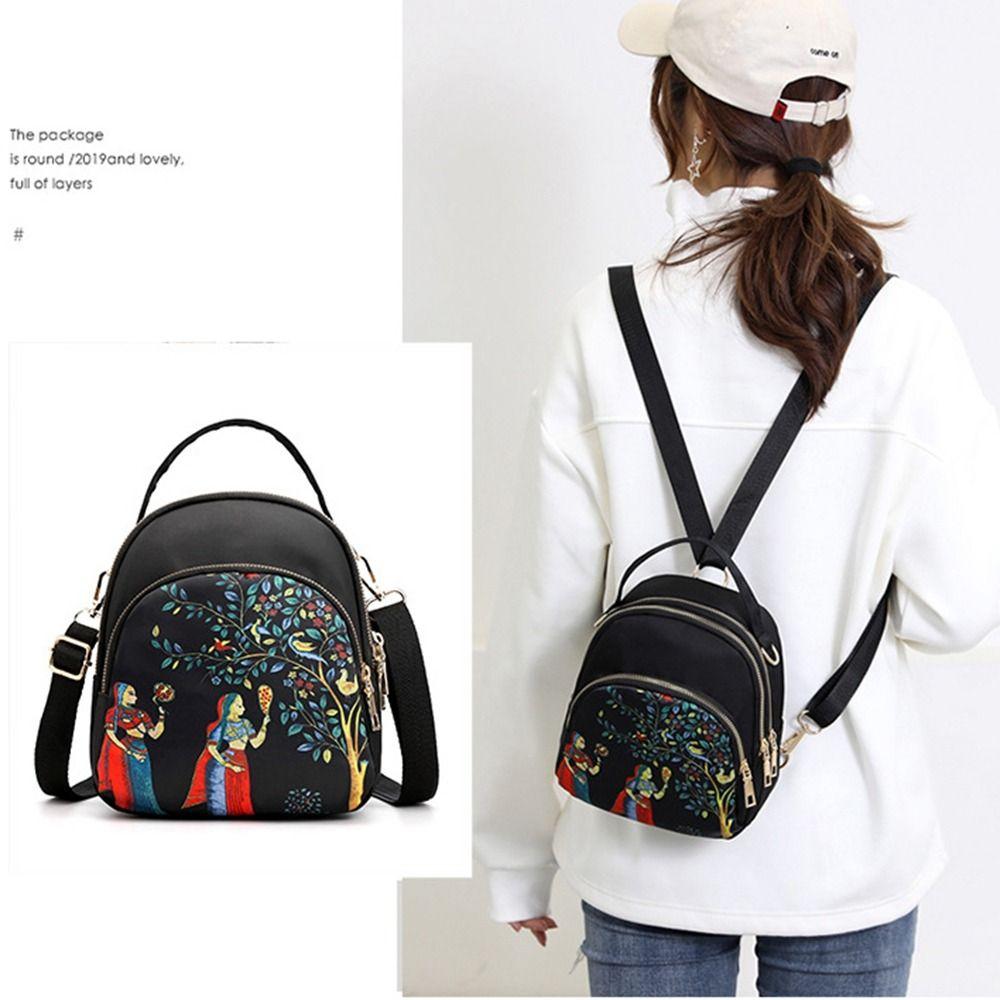 Canvas Nylon Crossbody Bag Zipper Oxford Shoulder Bag Trendy Women Backpack Storage Bag