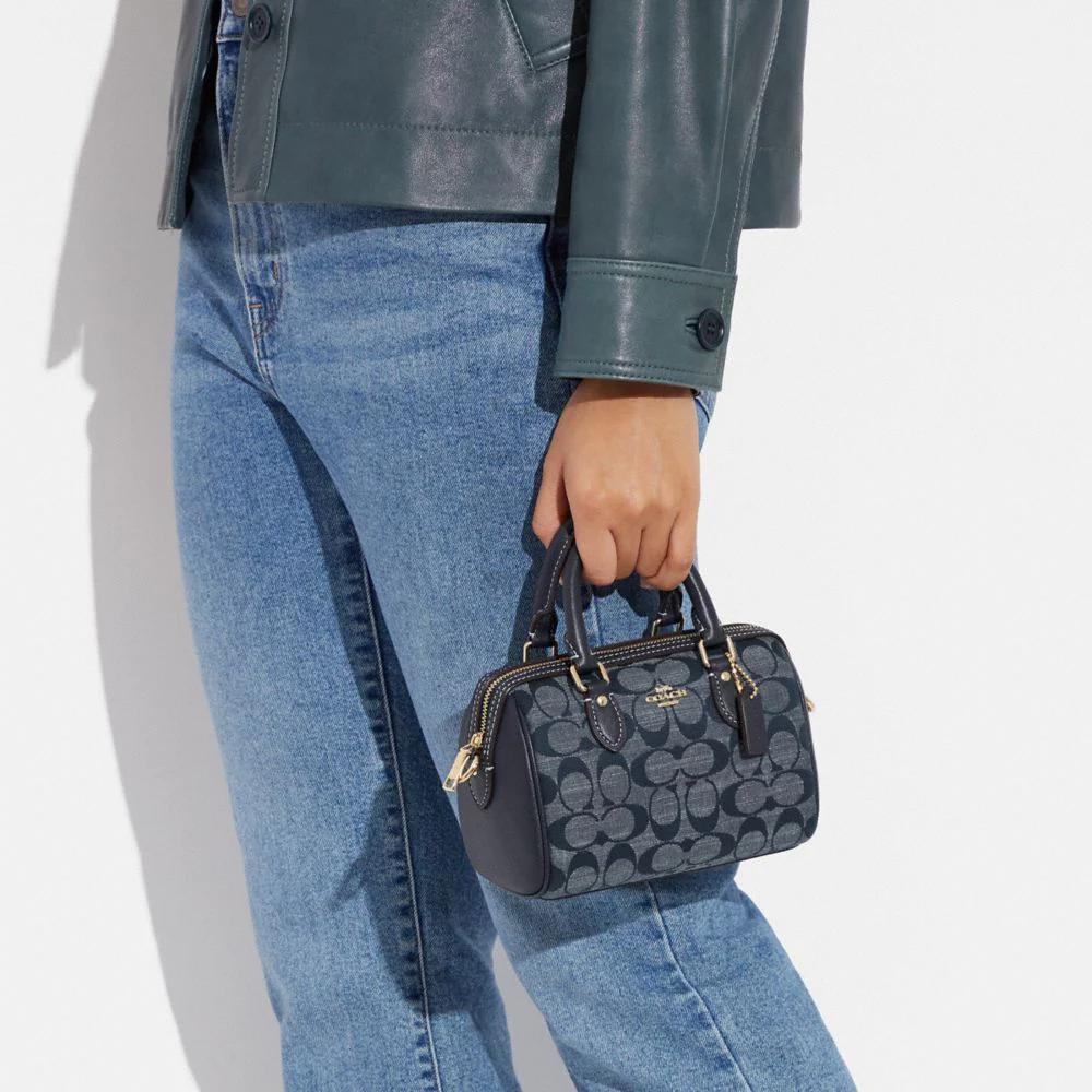 New COACH Rowan Fabric Handbag, Shoulder Bag, Crossbody Bag Mini Women's Denim Blue CH370-IMDEI