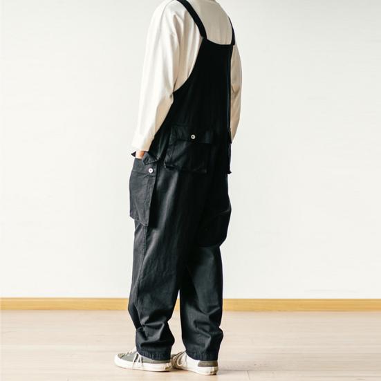 Herren Jumpsuit Mehrere Taschen Einfarbige Tasche Locker Bequem Verkleidung Übergroß Vintage