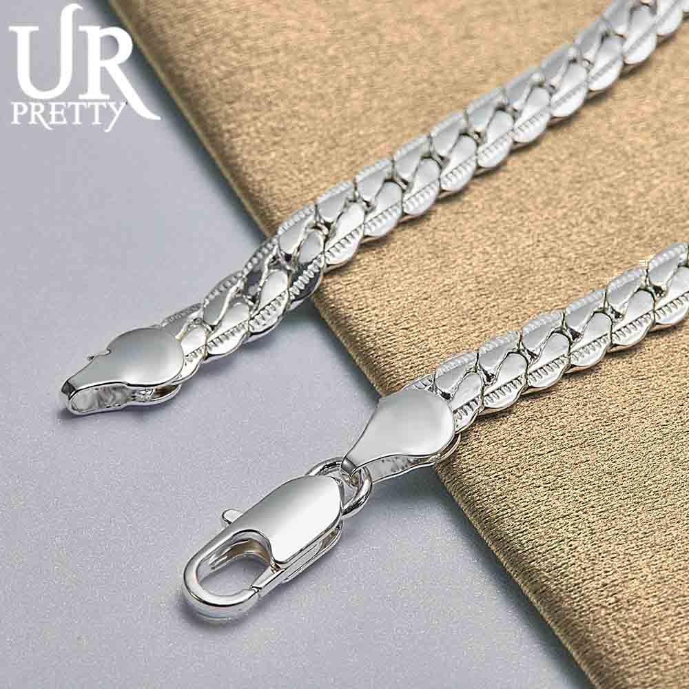 925 Sterling Silver 6mm Side Chain Bracelet Fashionable Wedding Jewelry