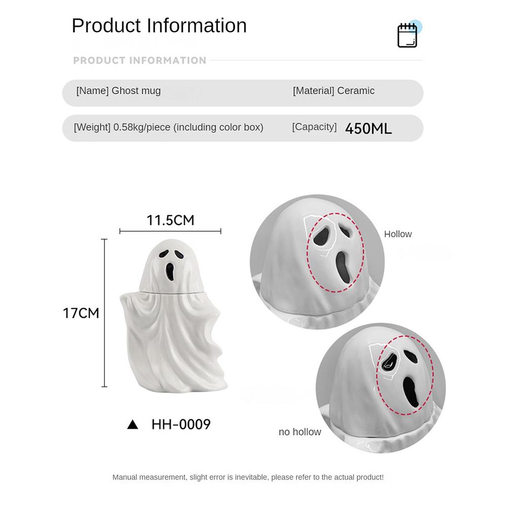 Porcelain Monster Spoof Three-dimensional Shape Ceramic Cup White Ghost Cup Cartoon Mug Halloween Gift Advertising Cup