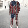 Men Sunflower American Flag Tie Dye Print Long Sleeve Sweatshirt And Drawstring Jogger Pants Two Piece Suit