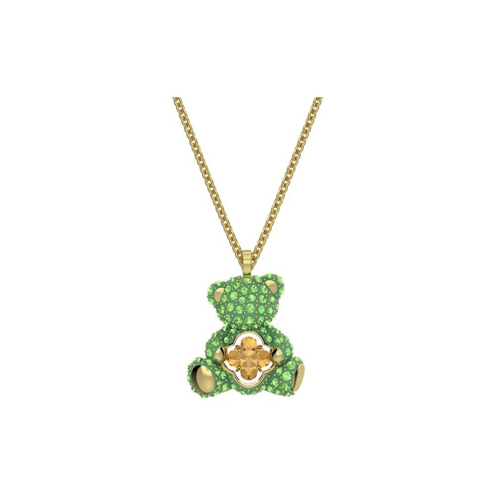 Swarovski Teddy Series Sparkling Teddy Bear Necklace Women necklace Green 5642975 Box+Shopping Bag (Random Color)