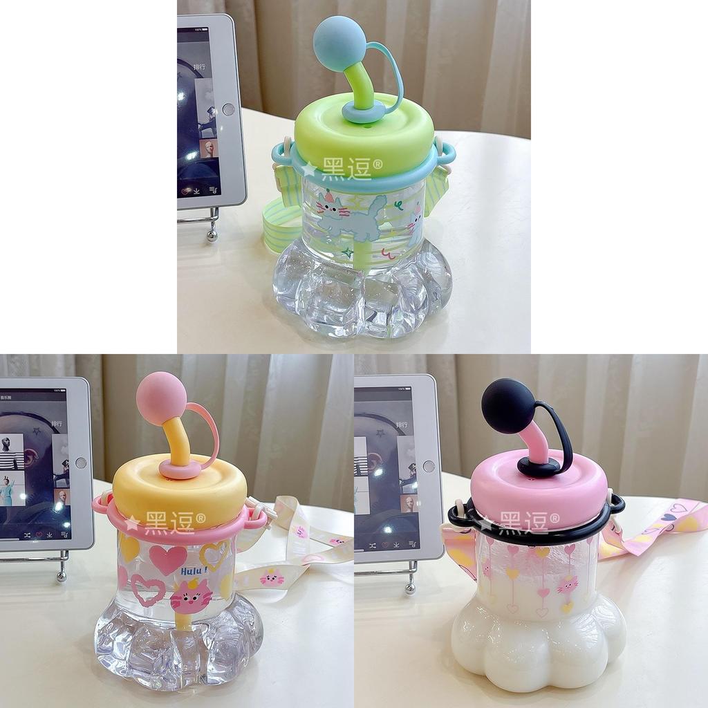 Bouteille d'eau Patte de Chat avec Paille Portable Grande Capacité Pour l'Été
