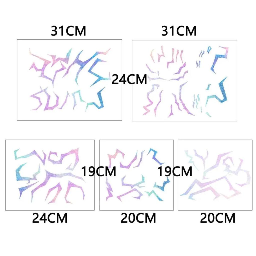 Anime Hunter Halloween Cosplay Costume Temporary Tattoo Purple and Laser Multicolor Striped Tattoo Laser 5 Piece Set