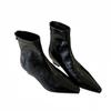 2025 Spring and Autumn New Fashion Versatile French Pointed Short Boots Women's and Women's Boots Fashion Thick Heel Thin Boots Small