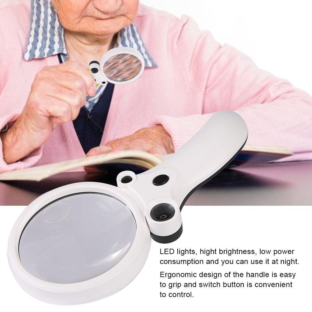 Handheld Magnifying Glass Reading Jewelry Repairing Magnifier with Counterfeit Detector
