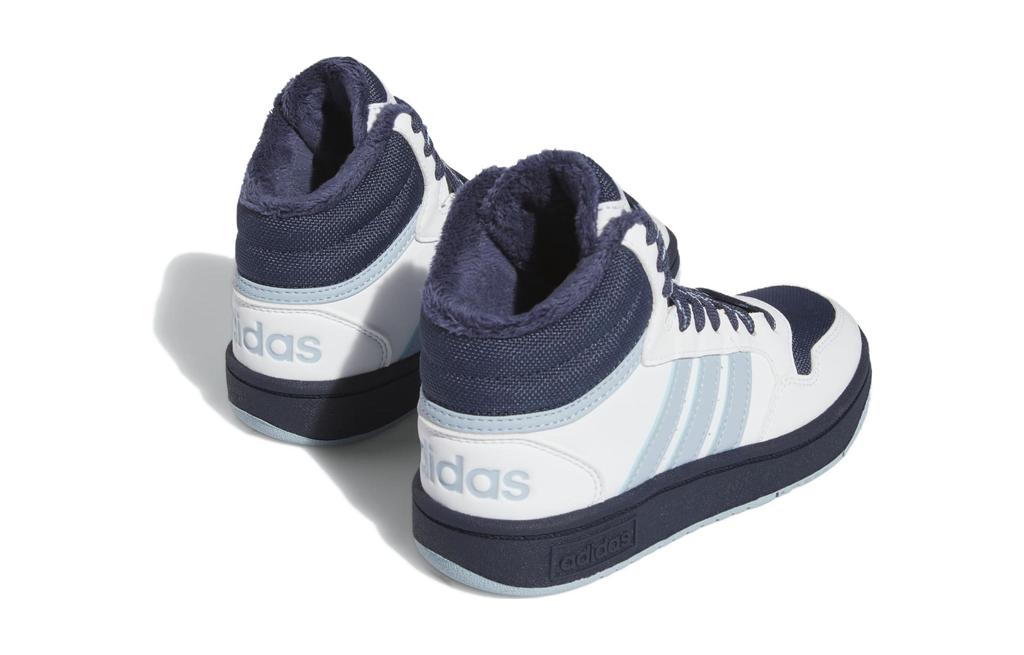 Adidas Hoops 3.0 Mid Cushioning, Wear Resistant High top Skateboard Shoes White Blue Teal Kids' IF7737