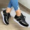 Women's Sneakers Platform Casual Shoes Leather Patchwork Vulcanized Shoes Fashion Plus Size Shoes Outdoor Lace Up Running Shoe