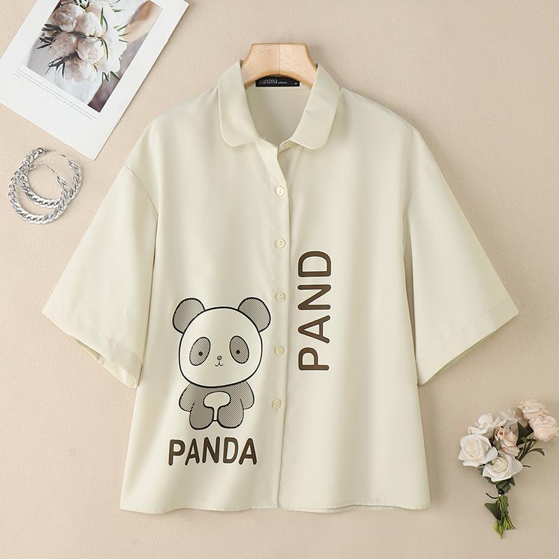 ZANZEA Women Turn Down Collar Summer Casual Short Sleeve Print Blouse