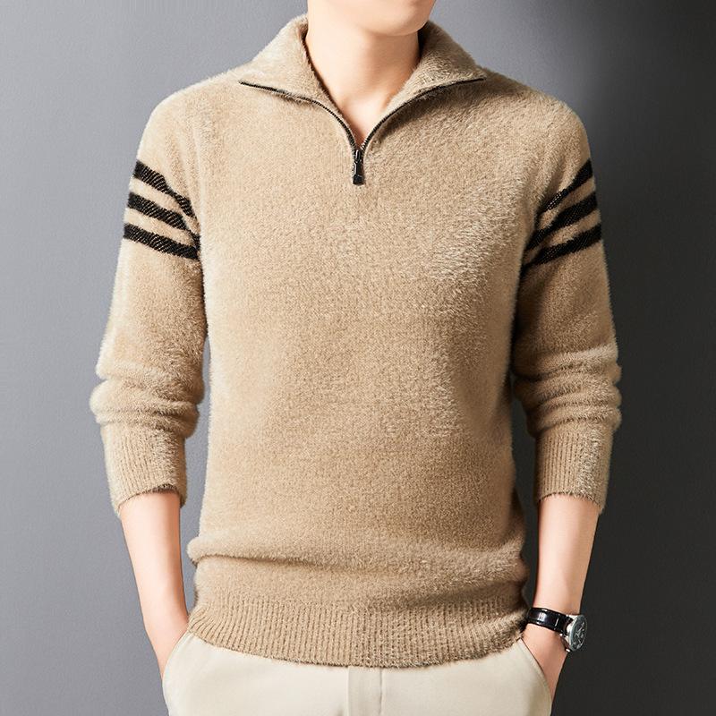 Autumn And Winter Half Zipper Comfortable Sweater Soft Lapel Casual Sweater Men'S Fashion Premium Thermal Jacket