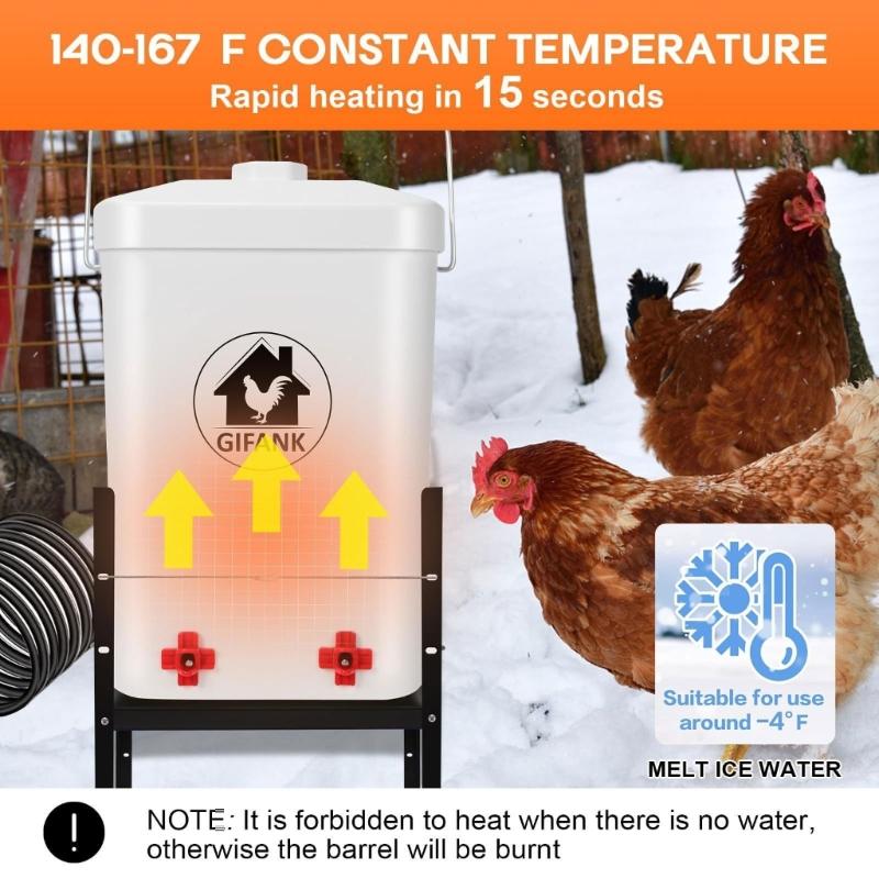 Automatic Heated Poultry Waterer Adjustable Height Large Capacity Heating Drinker For Chickens Ducks Outdoor Use 110V