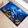 Ocean Dolphin Doormat, Non-Slip Underwater Floor Rug with Fish Coral for Home Entrance