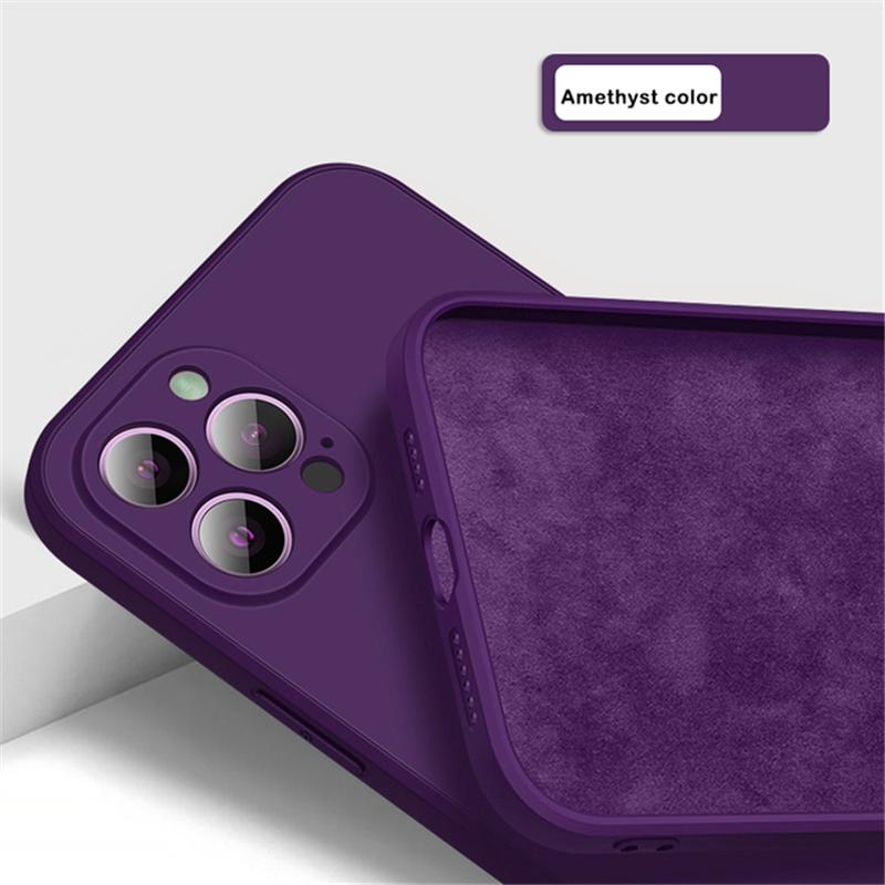 

Мягкий квадратный жидкий силиконовый чехол для телефона для iPhone 15 Pro Max Plus 15Pro 15Plus 15Pro Max, противоударный чехол из ТПУ с полной задней крышкой For iPhone 15 Pro темно-фиолетового