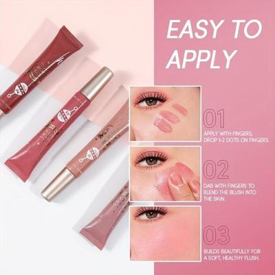 Beauty Liquid Blush Langanhaltendes, natürliches, flüssiges Kontur-Gesichtsrouge, wasserfester Gesichtsrouge-Stick, weiches, flüssiges Rouge, 4 Farben