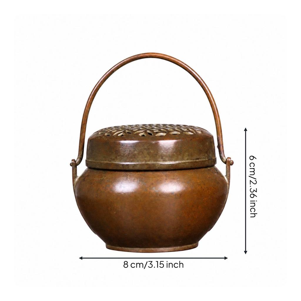 Compact Copper Hand-Held Smoke Burner Classical Style with Domed