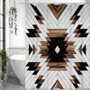 Vintage Geometric Decorative Pattern Shower Curtain, Bathroom Decorative Shower Curtain, Waterproof Shower Curtain with Hooks