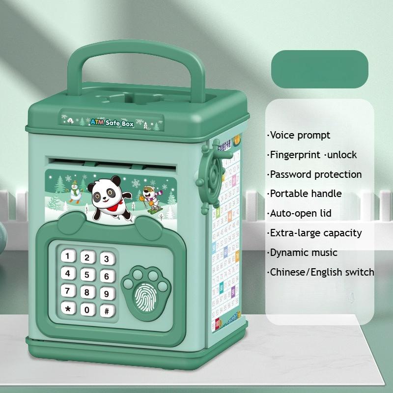 Money Box with Fingerprint Piggy Bank Electronic ATM Savings Box for Coins Cash Safe Large Coin Bank Password Lock for Children
