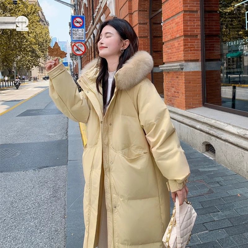 Winter Loose Sweet Thickened Long Cotton with Hooded Coat for Women