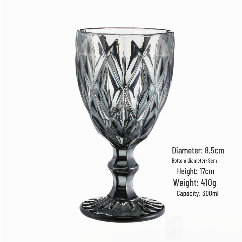 Vintage Embossed High-Footed Red Wine Glass with Bubbles - Wedding Decoration, Child-Friendly, Thickened Design