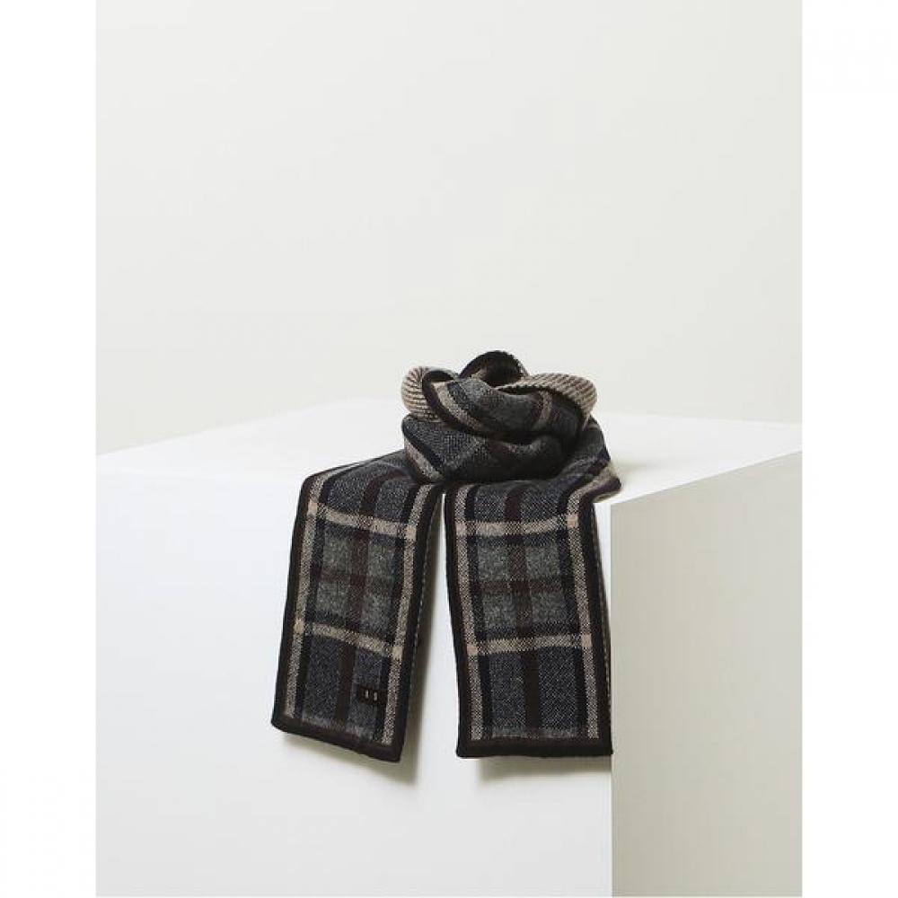 Daks Unisex Cashmere 100  Navy Check Short Muffler Dbmu3fe30n2