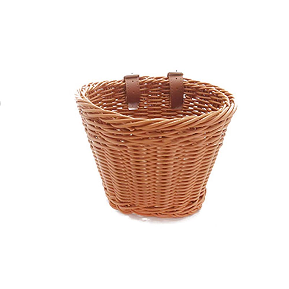 Retro Bike Basket Wicker Woven Bicycle Front Handlebar Storage Basket Durable