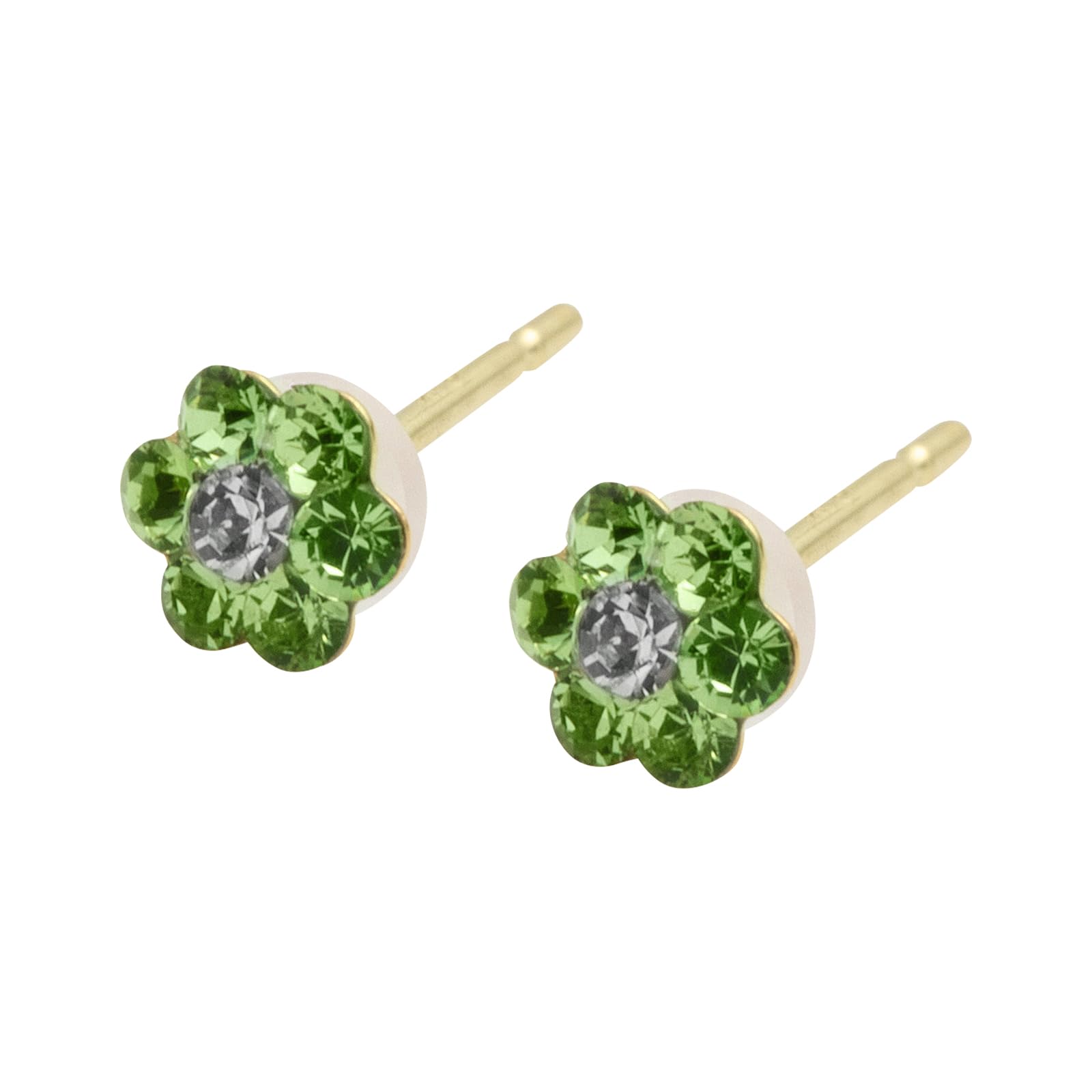 

LOKUMI 18K K18 12 Colors to Choose Made in Petite Flower 1 Small Stud Nickel Preciosa Crystal Earrings, Gold, Post, From, Japan, K18, Flower,