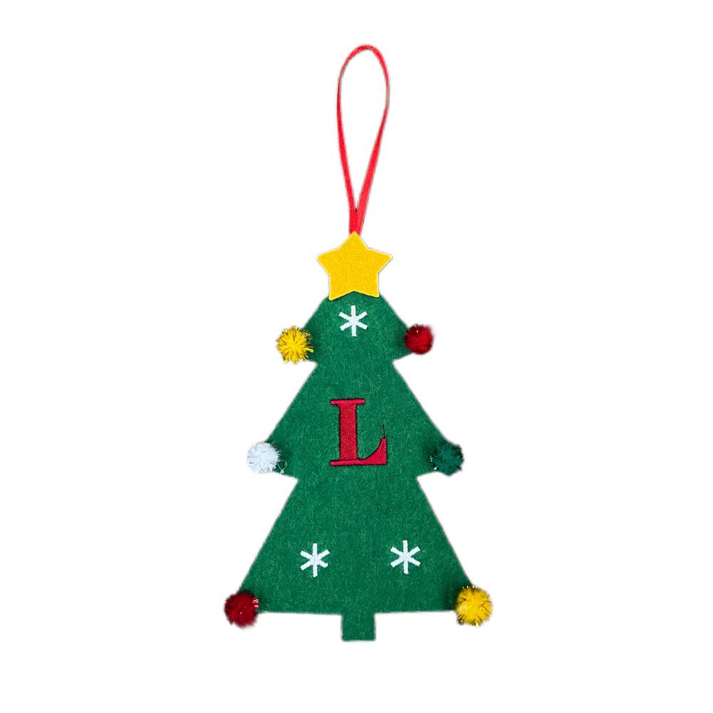 Christmas Tree Pendant Ornament with Lanyard 26 Letter Design Felt Fabric Holiday Xmas Tree Hanging Decoration