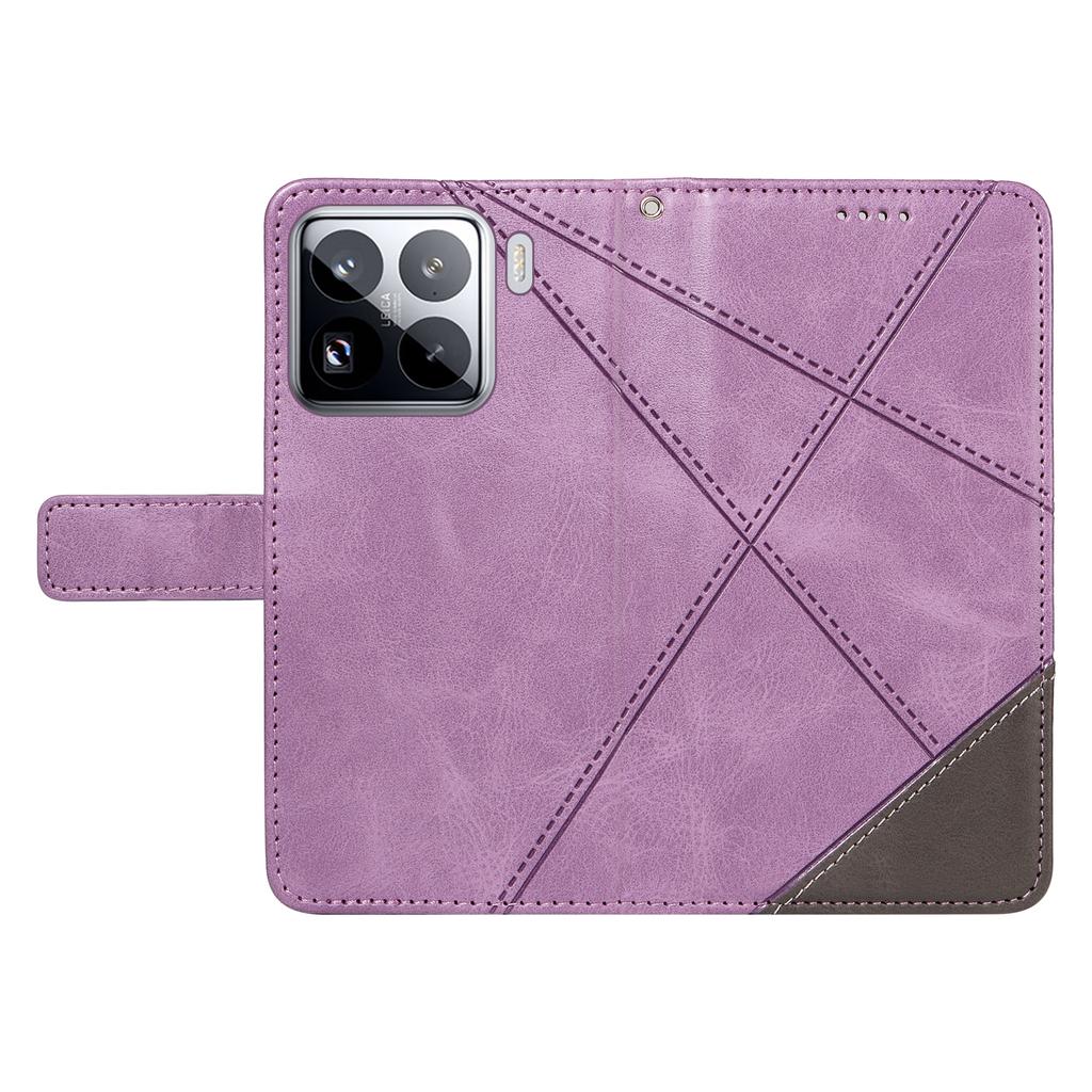 For Xiaomi 15 Pro Case Leather Geometric Line Wallet Phone Cover with Wrist Strap