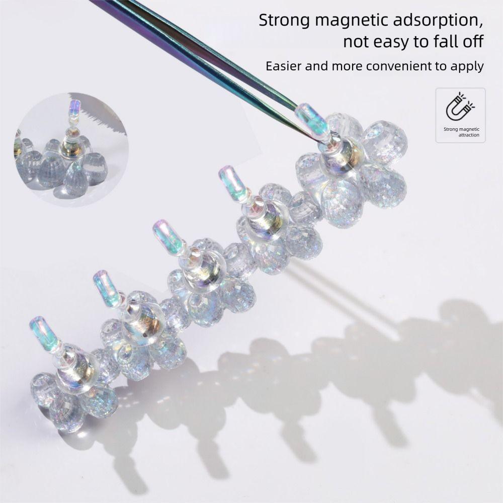 Crystal Flower Shape Nail Tip Practice Stand Shiny Nail Art Display Kit  DIY Practice
