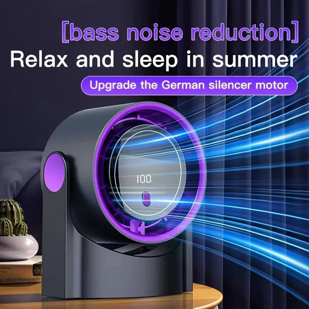 Small Desk Fan 100 Speeds Digital Display Turbo Table Fan with Rechargeable Battery Wall-Mouted Design for Bedroom Office Travel