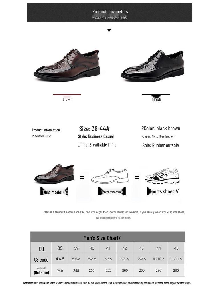 Men's British Style Brogue Leather Derby Shoes - Genuine Leather, Lace-up, Formal & Casual