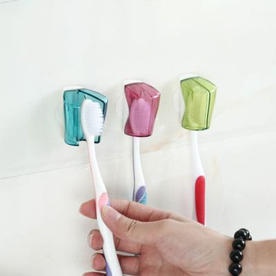 3Pcs/Set Toothbrush Shelf Wall-mounted Suction Cup No Marking Toothbrush Cover Storage for Bathroom