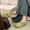 Inner heightening platform retro pink round head single shoes women's shoes 2025 new casual cross belt fashionable Mary Jane shoes