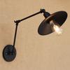 Retro Wrought Iron Black Long Arm Wall Lamp E27 Studio Bedside Bedroom Loft Aisle