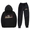 Conjunto Casual de Moletom Esportivo para Homens e Mulheres Estilo Trapstar Estampa de Tigre Preto Vermelho Moletom Calça Jogger