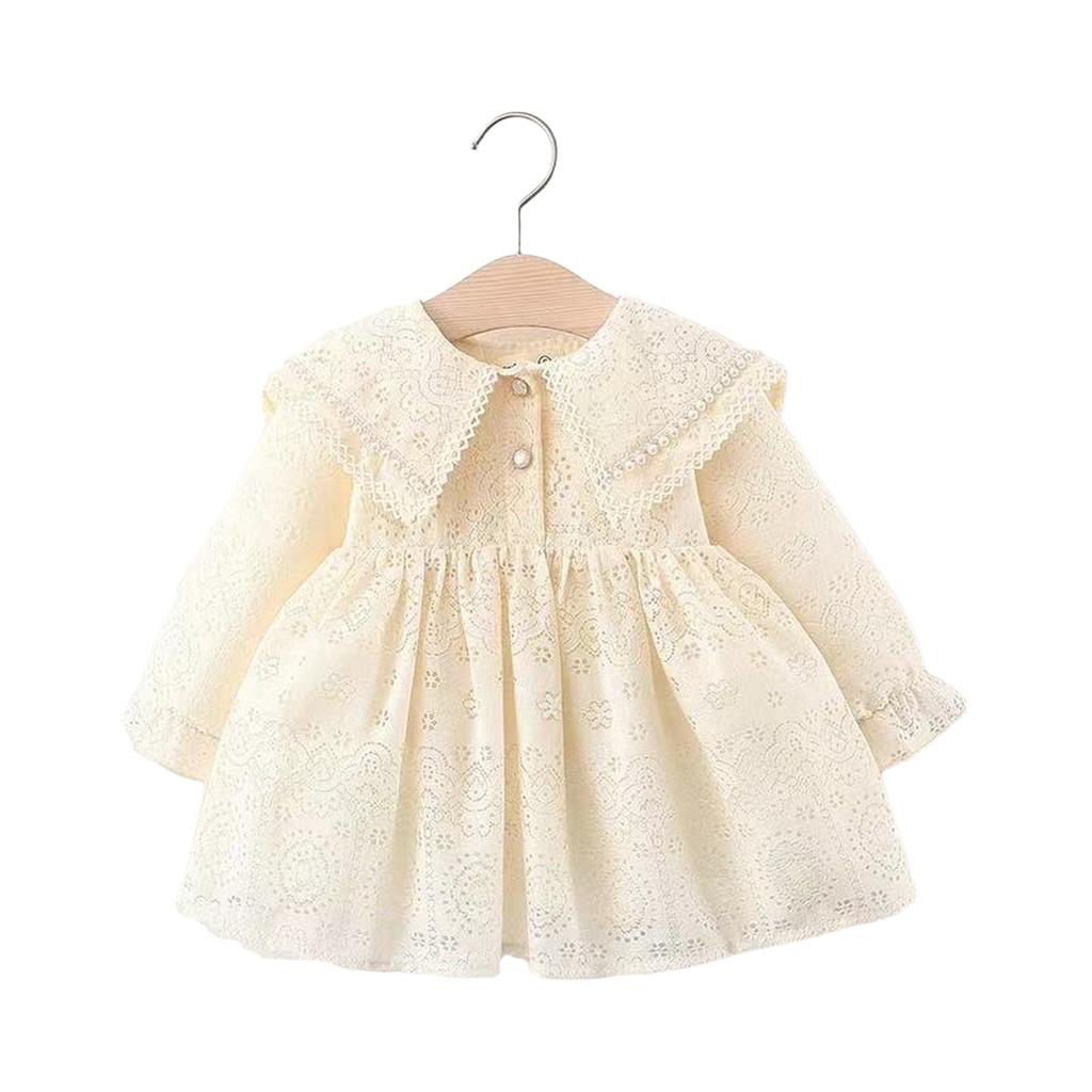 Abito Principessa per Bambina con Grande Collo in Pizzo per Matrimonio Festa di Compleanno