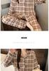 Plaid Long Sleeve Pajama Set with Pants – Spring & Autumn Style, Comfortable Home or Dorm Wear, Suitable for Outdoor Use