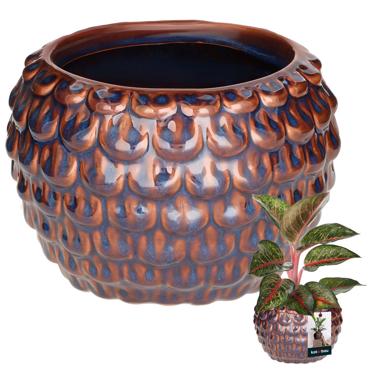 Kotarbau® Artistieke Bloempot 17 Cm Bruine Deksel Vintage Afgebroken Keramiek Handgemaakte Bloemen- en Kruidenpot