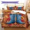 CowboyBoots Pattern Bedding Quilt Set Quilt Cover Pillowcase Home Decoration Birthday Gift (1 * Duvet Cover + 2 * Pillowcase, Without Core)