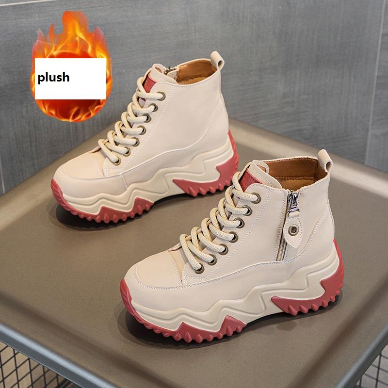 

Модные женские кроссовки на новой платформе 7 см, черные туфли, весна-осень, кроссовки из натуральной кожи, сохраняющие тепло, модные ботинки, зимние ботинки 40