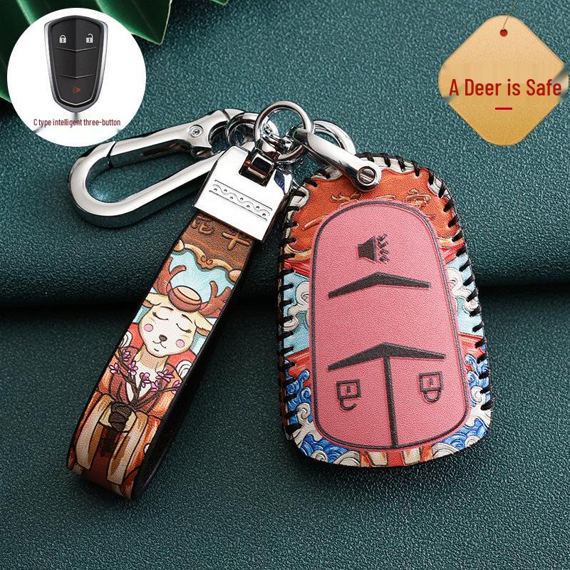 Cadillac Car Key Case for ATSL, XTS, XT5, XT4, CT6, XT6 - Stylish National Tide Design